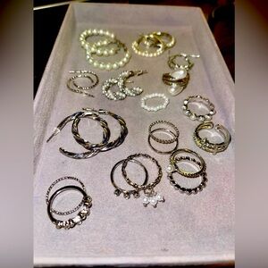 New Bundle of 6 Pairs of Pierced Earring and 12 Rings. Sizes 5-9